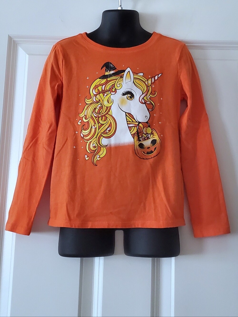 Children's Place Girls Long Sleeve Halloween Unicorn Graphic Tee
